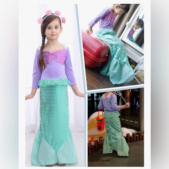 Princess Ariel Mermaid Costume Set with Wig and Accessories - Picture 1 of 6